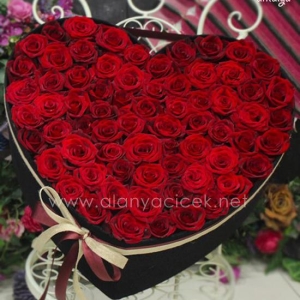  Manavgat Flower Order - 51 Roses in Heart Box