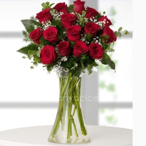 Manavgat Florist - 15 Red Roses in Vase