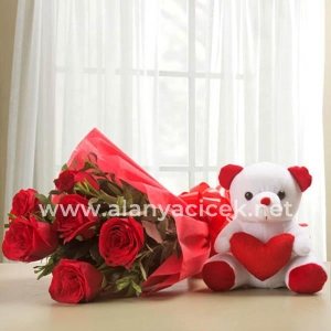  Manavgat Flower - 7 Roses and Teddy