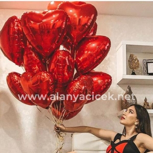  Manavgat Flower - 15 Heart Balloons