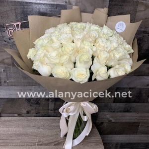  Manavgat Flower - 45 White Roses Bouquet