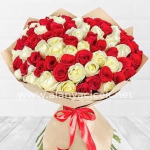  Manavgat Flower Delivery - 101 Red and White Roses