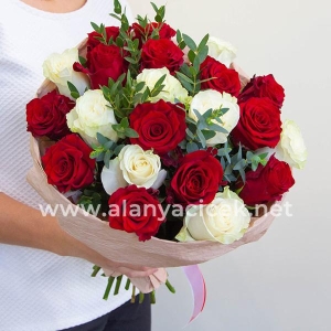  Manavgat Flower - 21 White and Red Roses